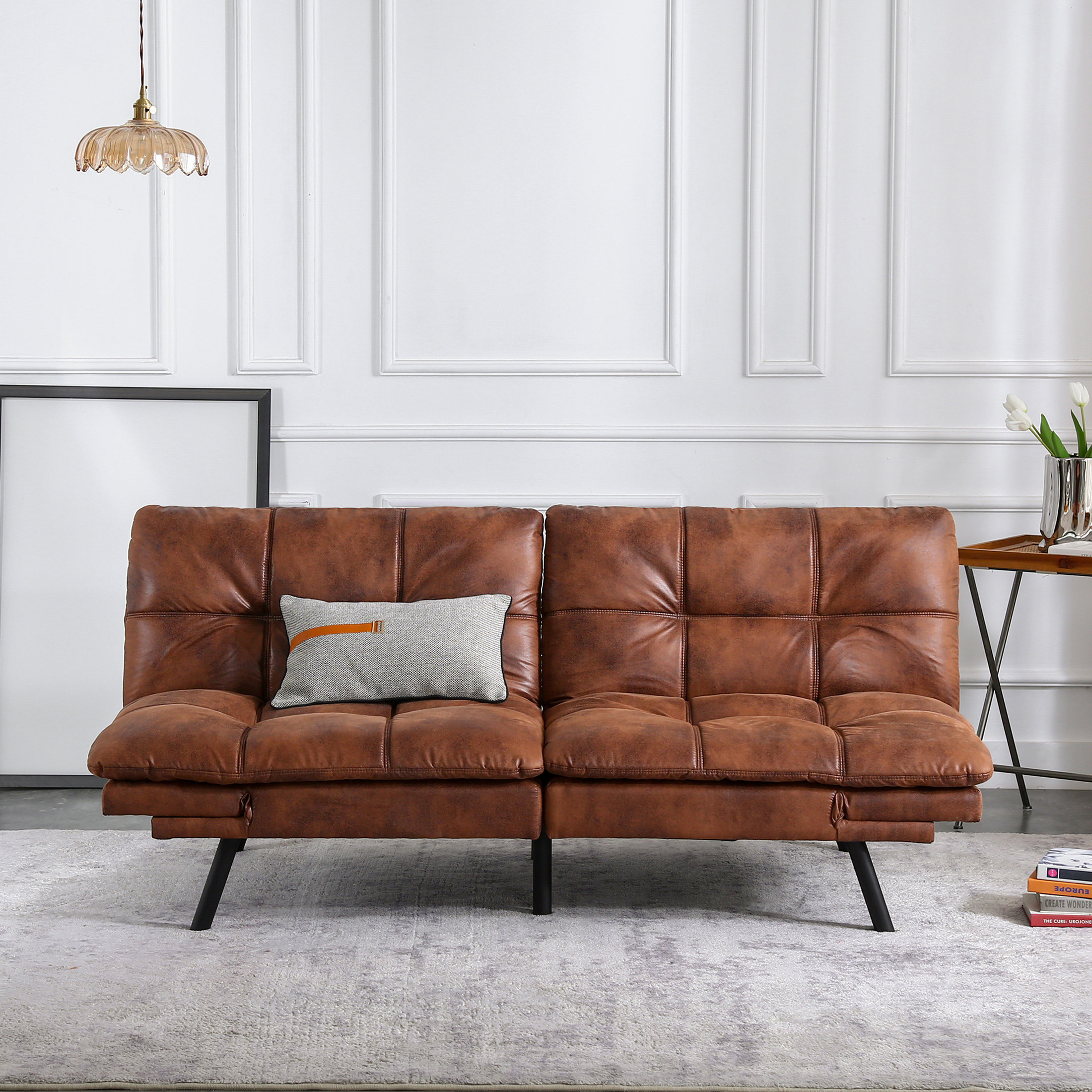Greyleigh™ Rasen Twin 79.4'' Faux Leather Split Back Convertible Sofa &  Reviews