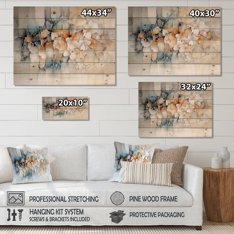 Blue Botanical Exploration II - Décoration murale en bois botanique sur bois de pin naturel, H 10 po x l 20 po x P 0,78 po