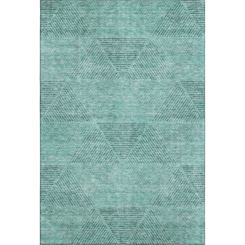 Premium Machine Washable Prisco Teal Rug, Rectangle 2'6" x 3'10"