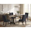 Ensemble de table de salle à manger 5 pièces comprenant 4 chaises de salle à manger en tissu de lin noir avec capitonnage à boutons et table de salle à manger rectangulaire en lin blanc - fini noir brossé-224088316