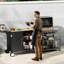 Table de barbecue extérieure avec évier et surface de travail pliable, îlot de cuisine en métal, roulettes pour chariot roulant, acier inoxydable 304, évier à usages multiples, plateforme verrouillable à 360 roues, armoire