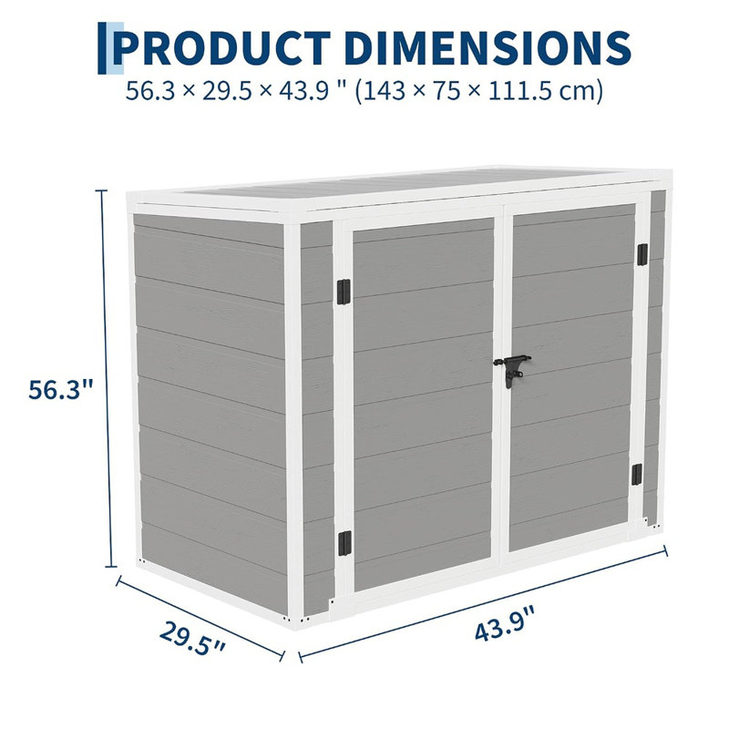 42 Cu. Ft. Outdoor Resin Storage Shed with Lockable Double Doors, UV-Resistant Weatherproof Cabinet