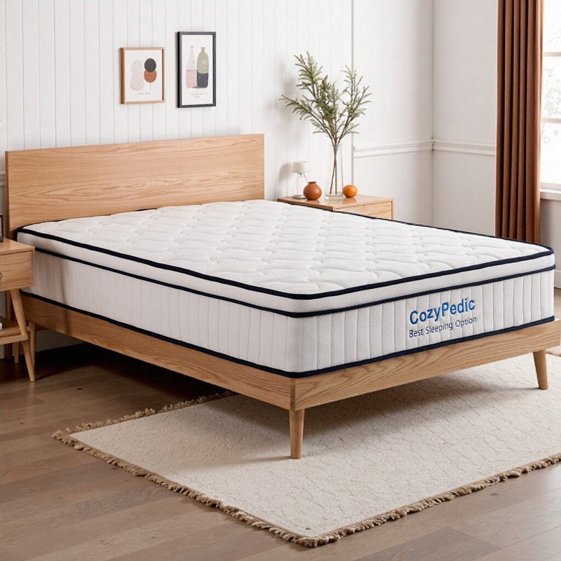 10/12 Inch Medium Firm Memory Foam Mattress with Pocket Springs - Cooling Cover for Back Pain Relief, Full/Queen/King, CertiPUR-US Certified