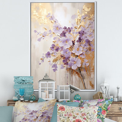 Mauve et or orné de violettes, pré IV - art mural Violettes