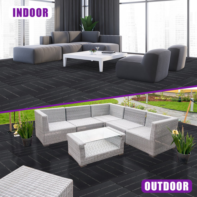 519.7'' L x 519.7'' W Plastic Tile, Black