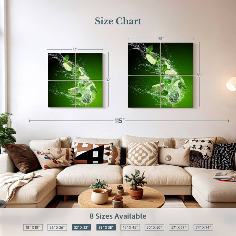 Yarlin Lime Splash, 32" H x 32" W