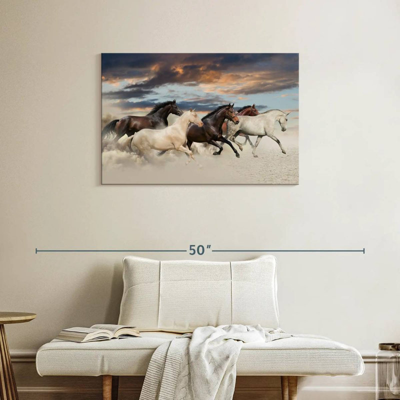 Chevaux du désert au galop, H 24 po x l 36 po