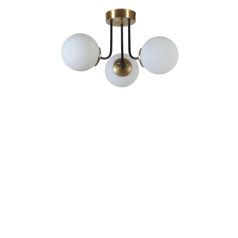 Chandle Flush Mount, Gold/White