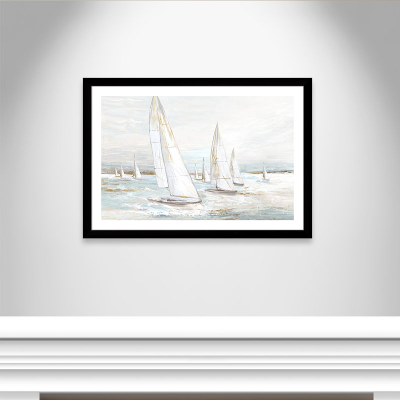 Windswept Sails I - Art encadré autoportant, H 31 po x l 43 po x P 1,25 po, Cadre noir mat