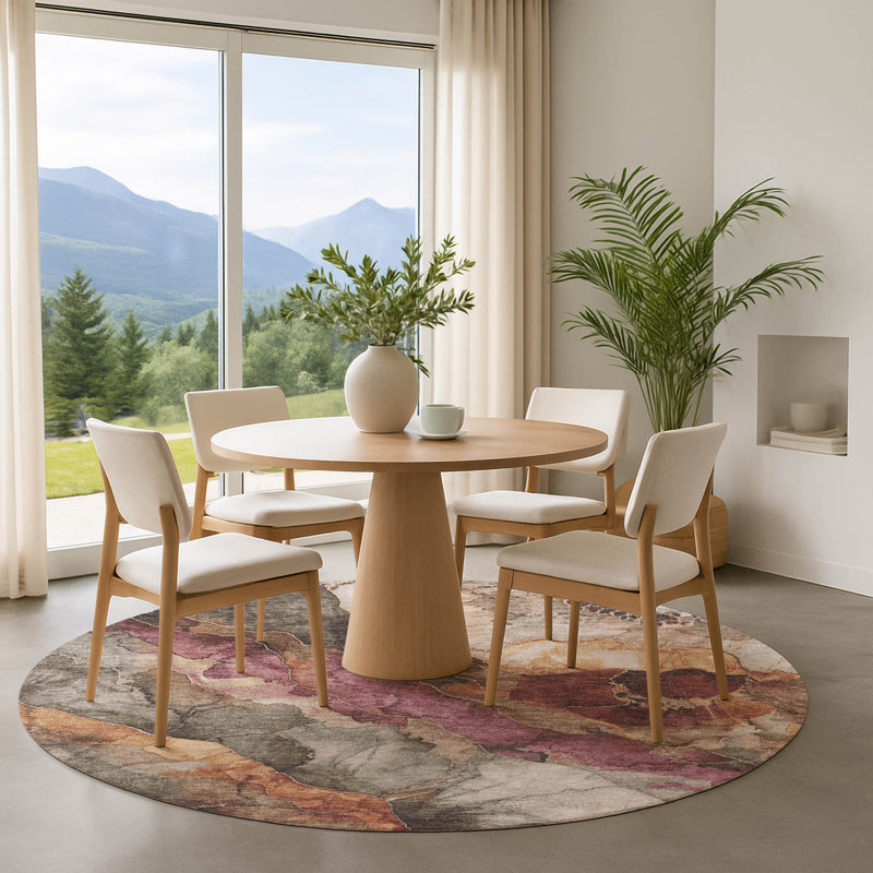 Premium Machine Washable Verlin AMF1787 Floral Rug, Round 8'