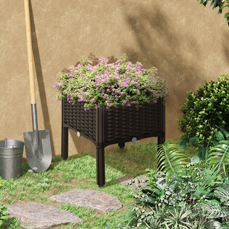 Lit de jardin surélevé à auto-arrosage, brun - Décorez une belle avec des fleurs, des herbes et des légumes en polypropylène