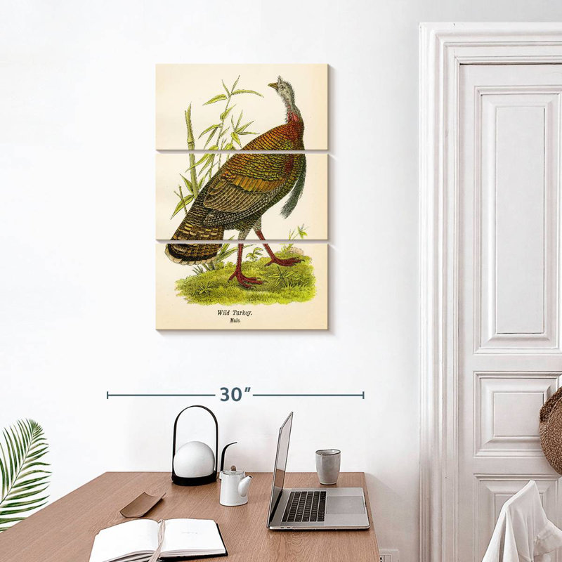 Brampt Wild Turkey Lithograph, 32" H x 20" W