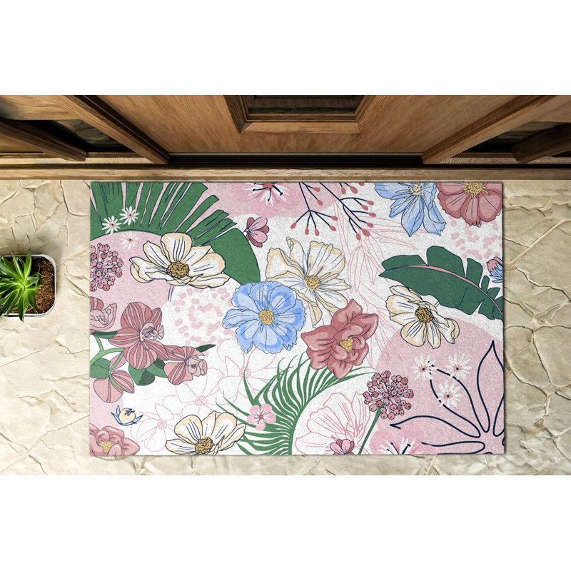 Non-Slip Floral Outdoor Doormat
