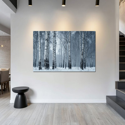 Wall Art - Winter Tree Pictures Wall Decor, Canvas Wall Art, Winter Wonderland Prints for Living Room Wall, Wrapped Canvas Painting Pine Frame, 24×32 inches