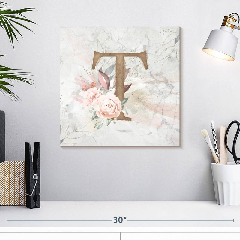 Tergel Floral Letter T, 16" H x 16" W