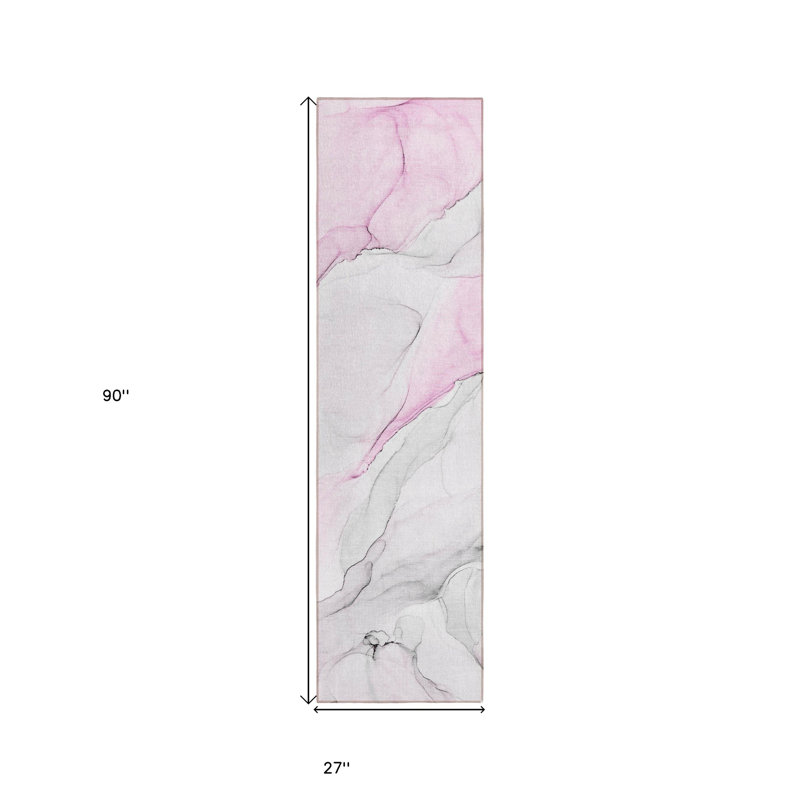 Tapis de couloir d'extérieur 8 po gris et rose