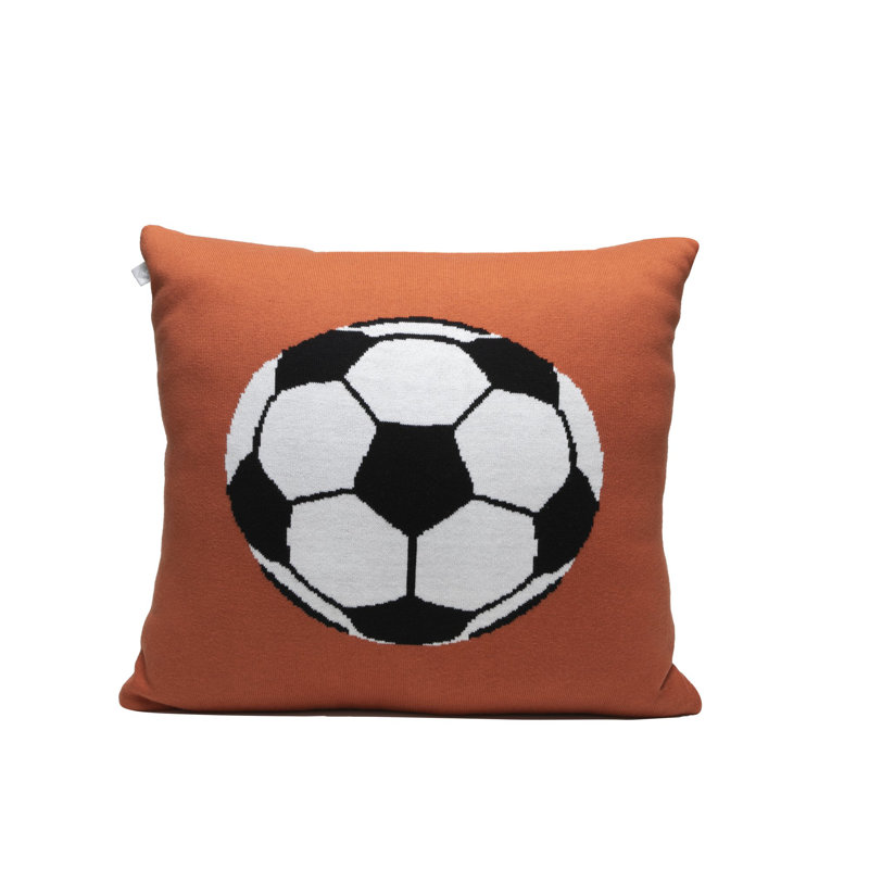 Orange Cotton Blend Soccer Ball Kids Throw Pillow