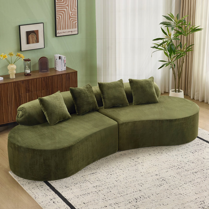 Canapé en flanelle moderne à plusieurs places, Vert