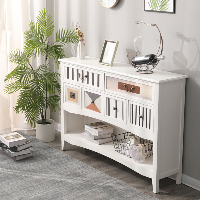 White Rectangular Solid Wood Console Table, 32.68" H x 39.37" W x 11.81" D