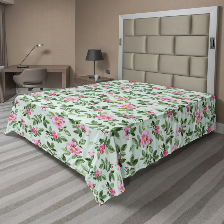 Ambesonne, drap plat floral pivoines, art botanique printanier