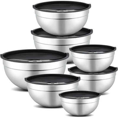 7 bols à mélanger en acier inoxydable 7 pièces avec couvercles sans BPA, 0,7QT à 4,5QT