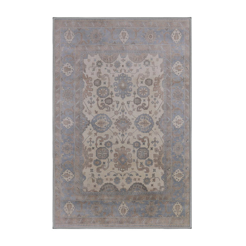 Tapis oriental brun / bleu / beige Arkay, Rectangle 6 pi x 9 pi