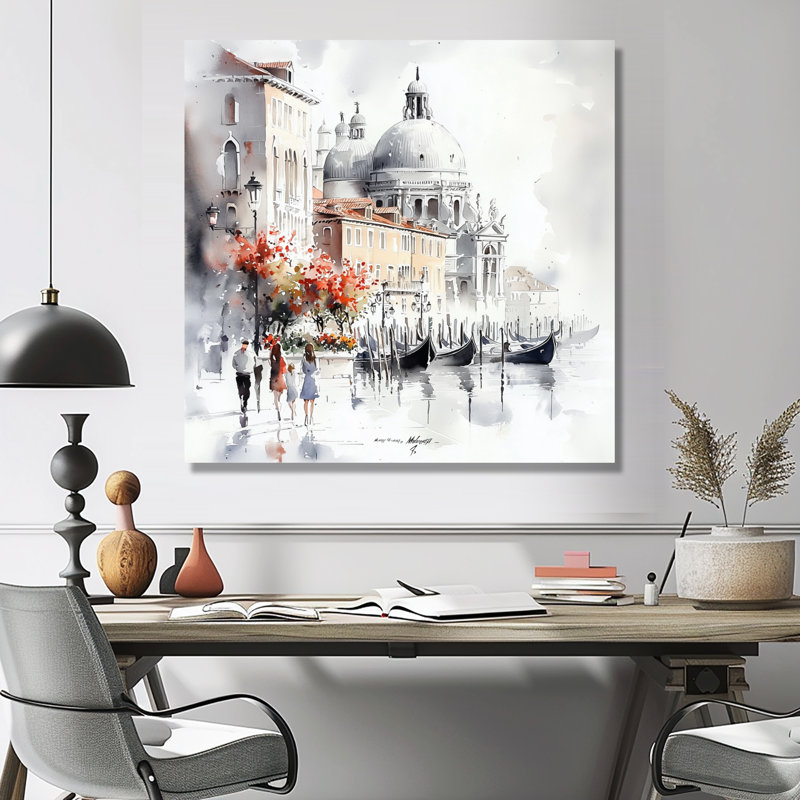«Venice's Gondola By The Canal II», décoration murale en métal de Venise, H 29 po x l 29 po