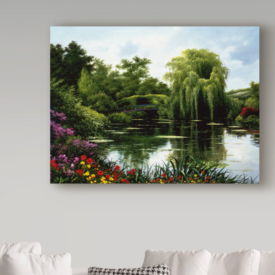 Fikes 'Garden Scene 15' Oil Painting Print on Wrapped Canvas