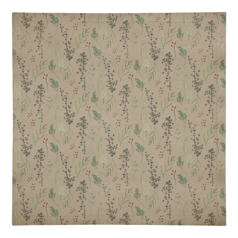 Moscu Cotton Twill Floral Square Napkin, Brown