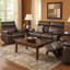 Fauteuil inclinable manuel Ozy, accoudoirs coussinés, similicuir brun foncé