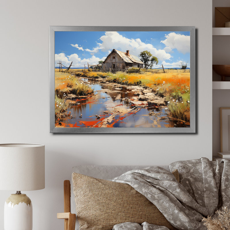 Markisa Farmhouse Expressive Countryside I - Imprimé, H 34 po x l 44 po x P 1,5 po, Cadre simple argenté