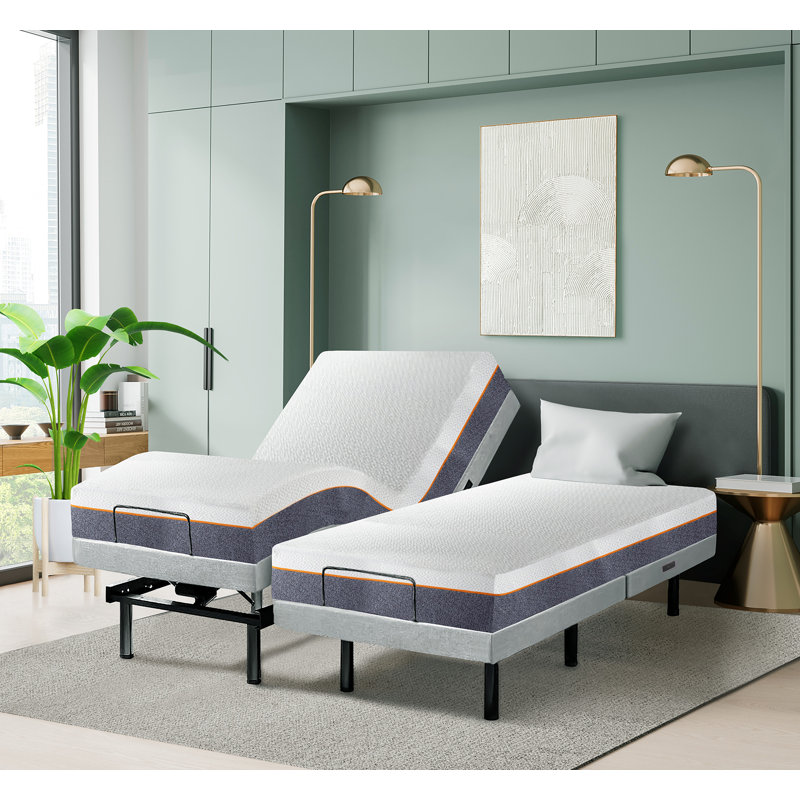 Lit réglable massant avec télécommande sans fil, matelas de 10 po inclus, Très grand séparé
