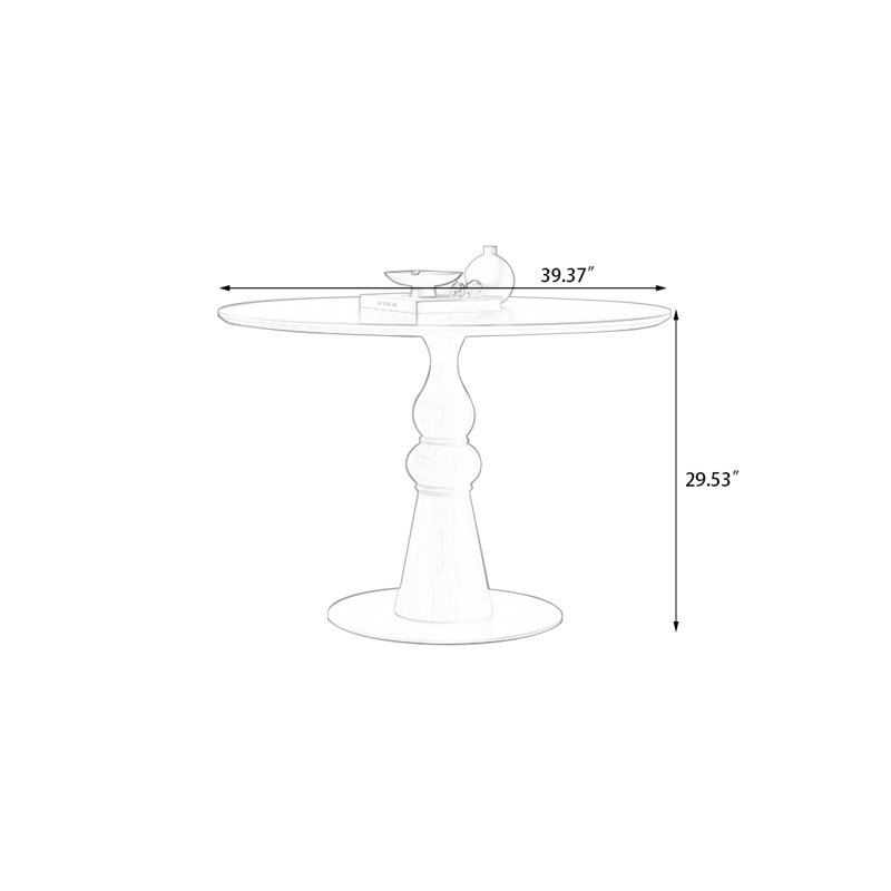 Table de salle à manger noire en pierre frittée, H 29,53 po x L 39,37 po x l 39,37 po, Blanc, Noir