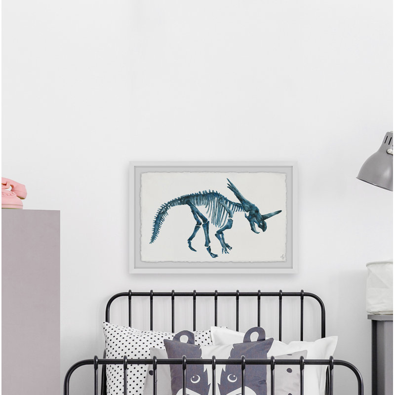 Zachery Blue Dino Skeleton - Single Picture Frame Painting, 41cm H x 61cm W