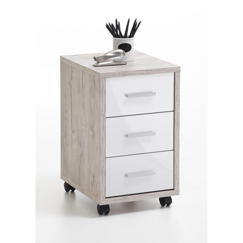 Costin 35cm Wide 3 -Drawer Mobile File Cabinet, Oak sand and white