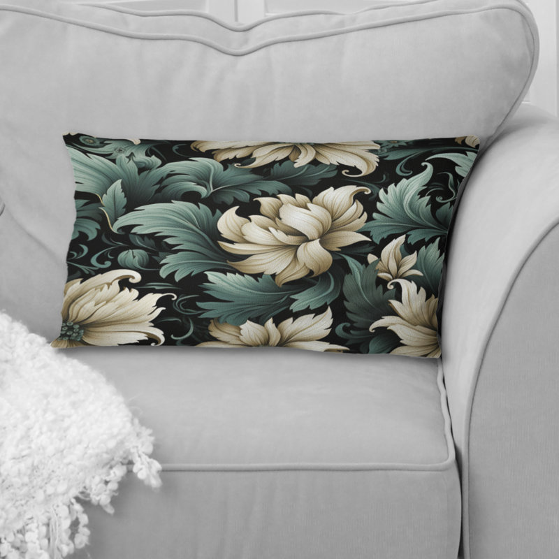 Motif floral vert et beige