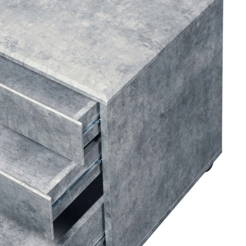 Classeur en faux béton et finition argentée, Gris