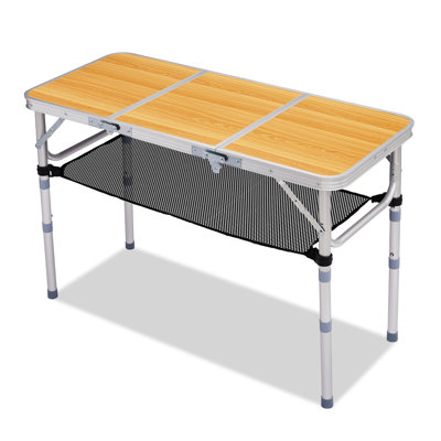 3 FT. Patio Aluminium Folding Table With Mesh Storage Bag by Arlmont & Co.