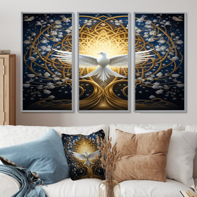 «Celestial Dove Bringing Peace» - ensemble d'art mural colombe