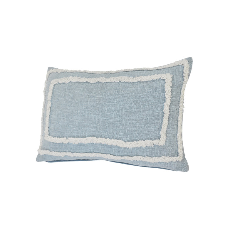 Coussin décoratif 100% coton Avery, Bleu ciel / blanc, Polyester, Forme rectangulaire