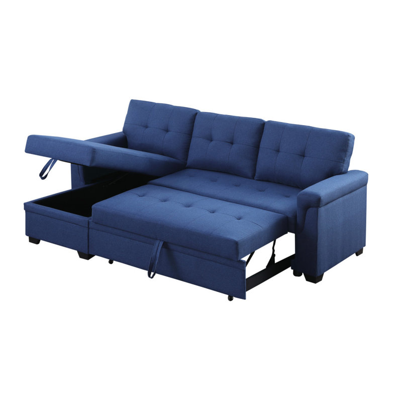 Canapé modulaire réversible en lin avec méridienne moderne 84 po Lucca