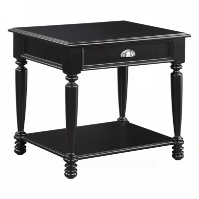 Wood Top Coffee Table With Floor Shelf, Drawer