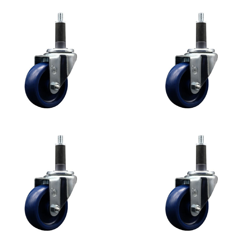 Solid Poly Wheel Swivel Expanding Stem Caster Set SCC NB 3.5" x 1"