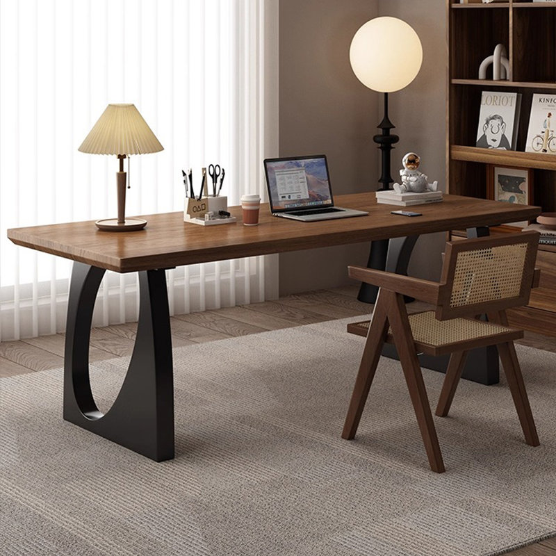 Bureau d'écriture rectangulaire en bois massif brun noisette, H 29,53 po x l 62,99 po x P 31,5 po