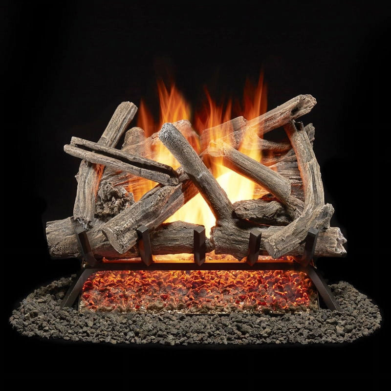 Ensemble de bûches pour foyer au gaz naturel ventilé Bluegrass Living - bois flottant 24 po, 55 000 BTU, allumette - modèle no. LPV24-1