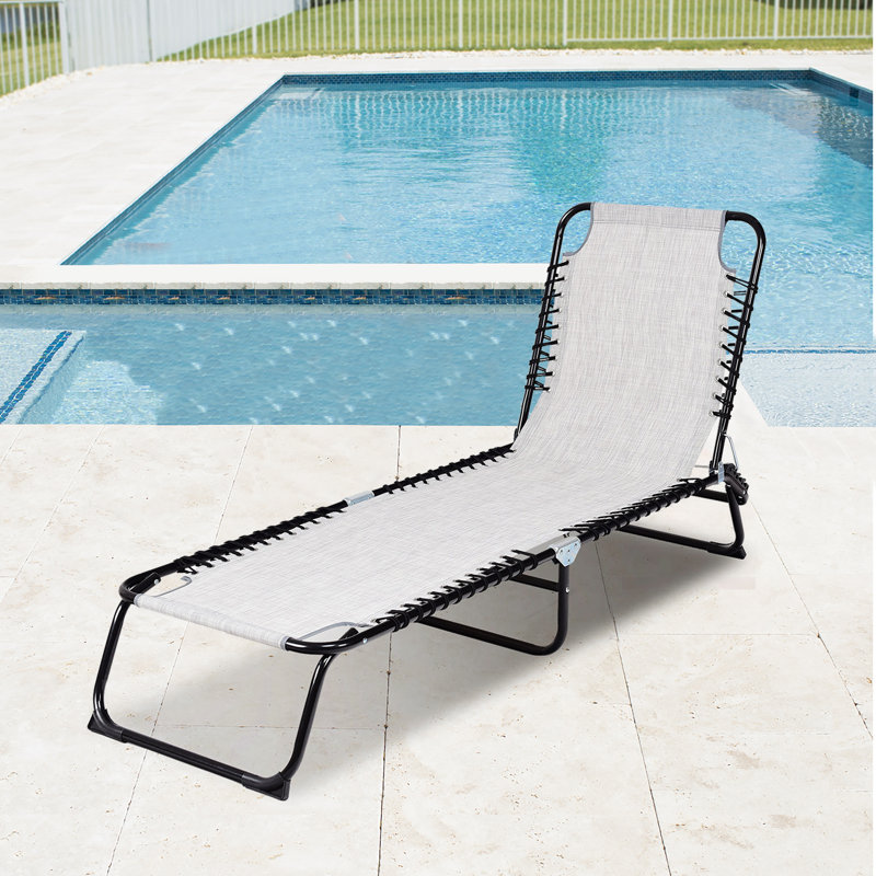 Malone Outdoor Metal Chaise Lounge, Gray