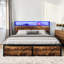 Storage Bed With LED Light Strip Controlled By  App And Bluetooth, And 2 Drawers, 2 USB Port+1 Type Multifunctional bed-459291733