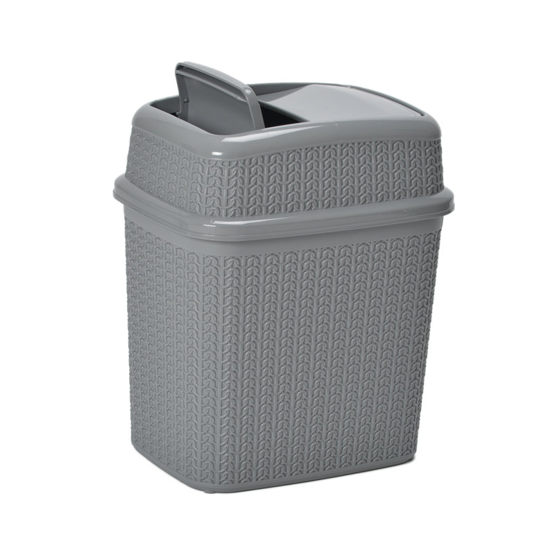 JVL Plastic Decorative Bin, Grey