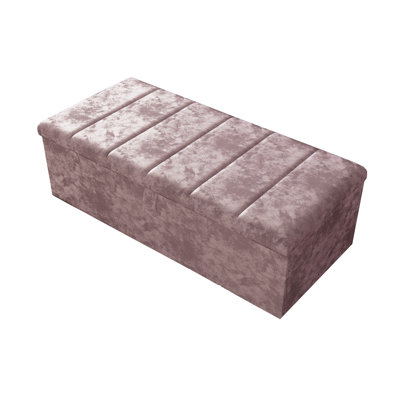 Alakay 102cm Wide Rectangle Striped Ottoman Storage Box with Hydrolic Arm