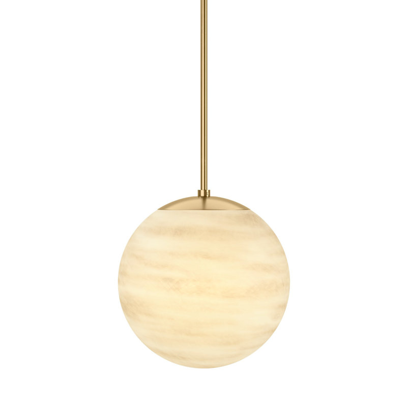 Marbled Globe 1 - Light Pendant, 11.81" H x 11.81" W x 11.81" D, Burnished Brass